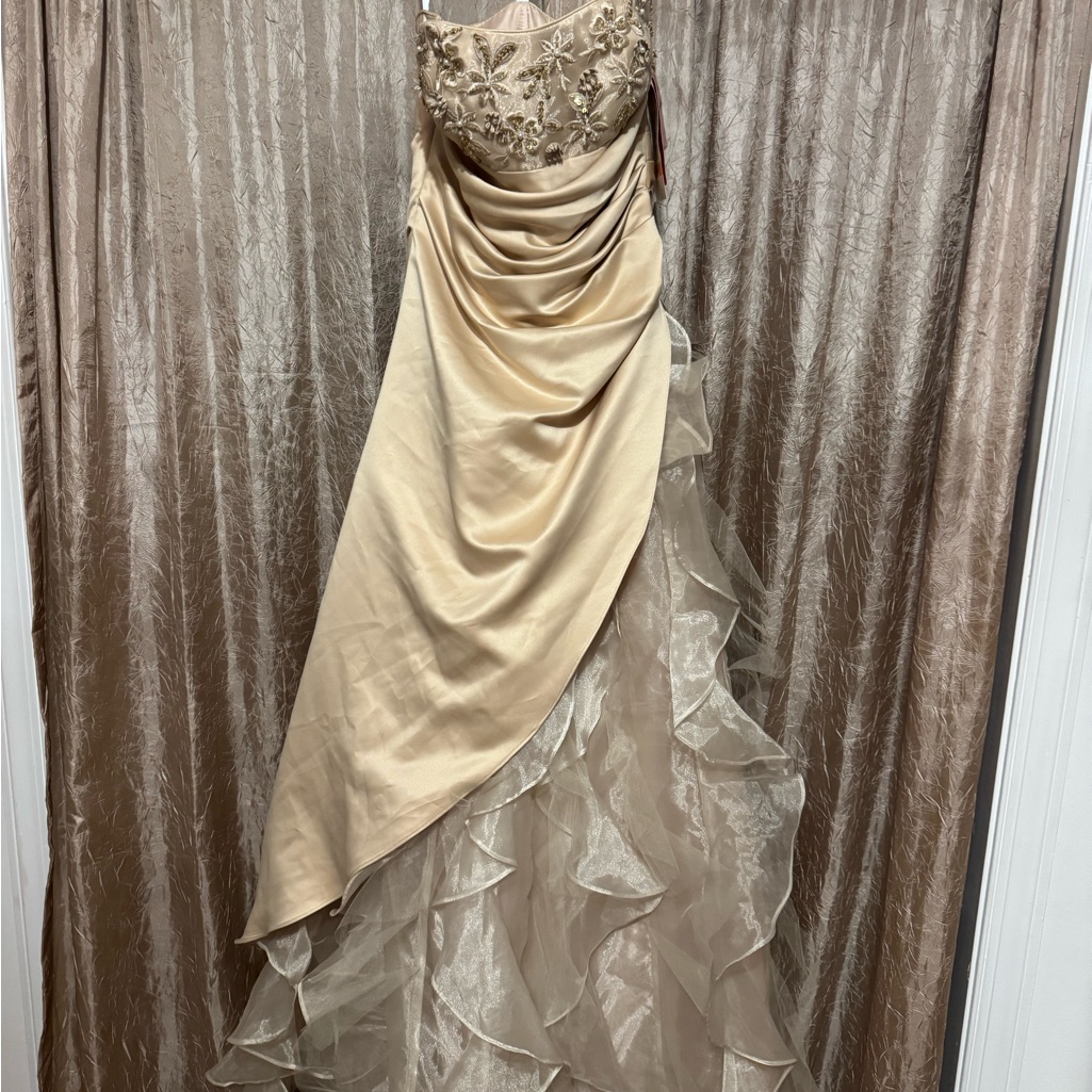 Elegant Cream Strapless Evening Gown